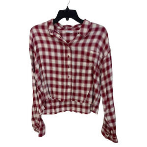 Abound‎ Red Tibetan Dobby Plaid Top Size XL NEW